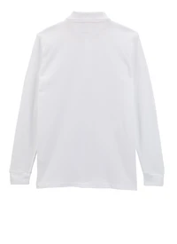 French Toast Boys Husky 18-20 Long Sleeve Pique Polo, White, Size 18-20