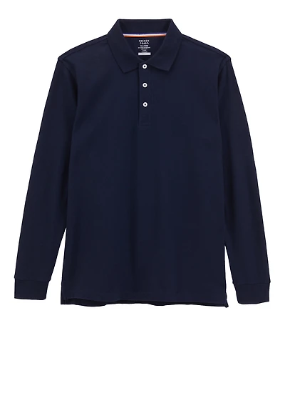 French Toast Boys 18-20 Husky Long Sleeve Polo Shirt, Blue, Size 18-20