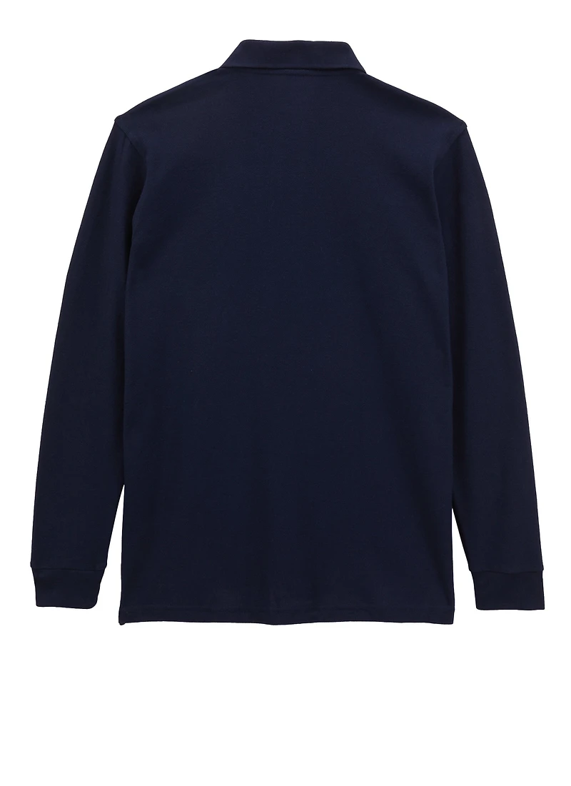 French Toast Boys 18-20 Husky Long Sleeve Polo Shirt, Blue, Size 18-20