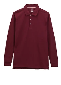 French Toast Boys Husky 18-20 Long Sleeve Polo Shirt, Burgundy, Size 18-20