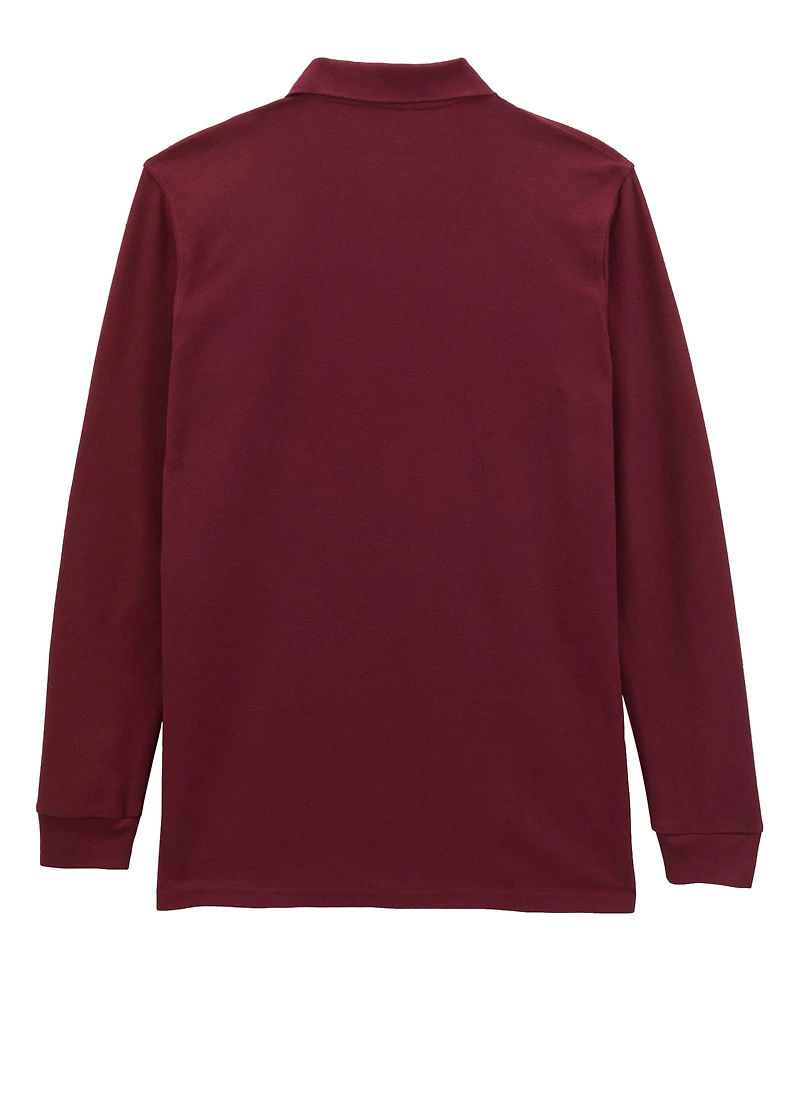 French Toast Boys Husky 18-20 Long Sleeve Polo Shirt, Burgundy, Size 18-20