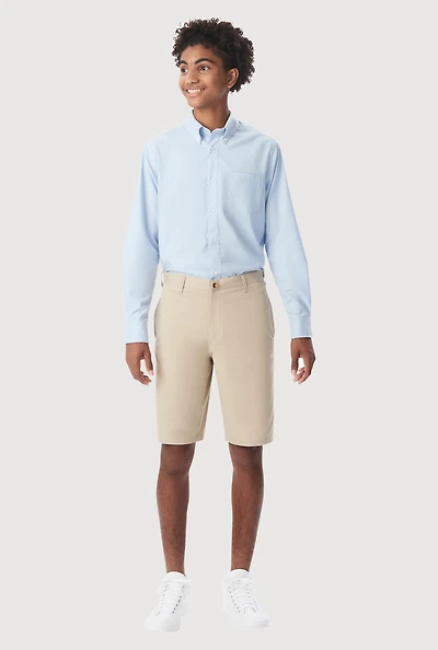 French Toast Boys 16-20 Flat Front Stretch Twill Shorts, Khaki, Size 16