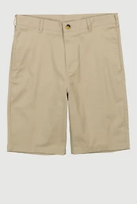 French Toast Boys 16-20 Flat Front Stretch Twill Shorts, Khaki, Size 16