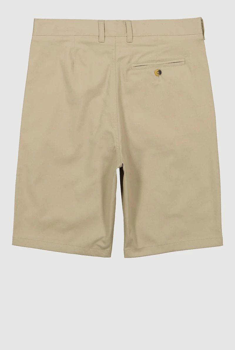 French Toast Boys 16-20 Flat Front Stretch Twill Shorts, Khaki, Size 18
