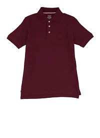 French Toast Boys 10-20 Husky Short Sleeve Pique Polo Shirt, Burgundy,