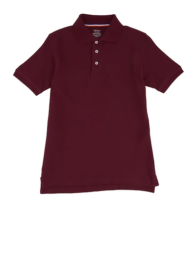 French Toast Boys 10-20 Husky Short Sleeve Pique Polo Shirt, Burgundy, Size 14-16H