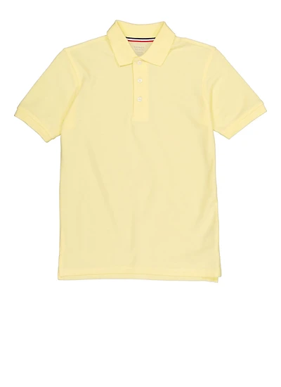 French Toast Boys 10-20 Husky Solid Short Sleeve Pique Polo, Yellow, Size 18-20H