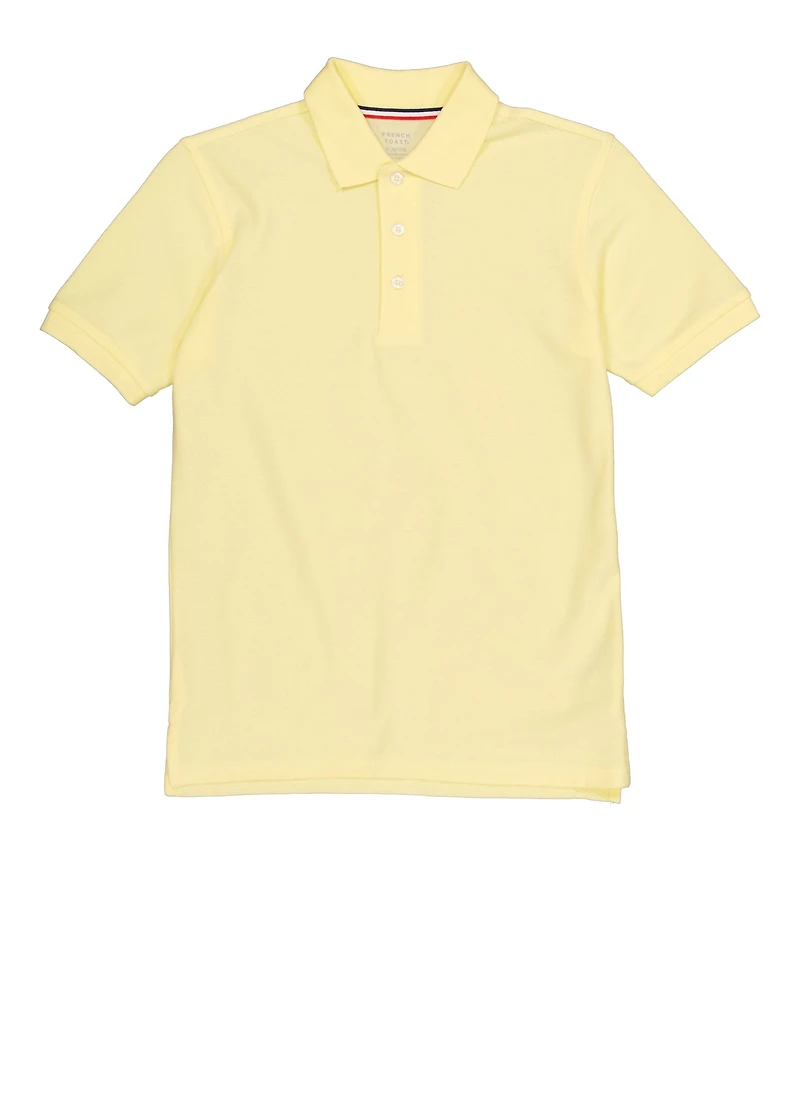 French Toast Boys 10-20 Husky Solid Short Sleeve Pique Polo, Yellow, Size 18-20H