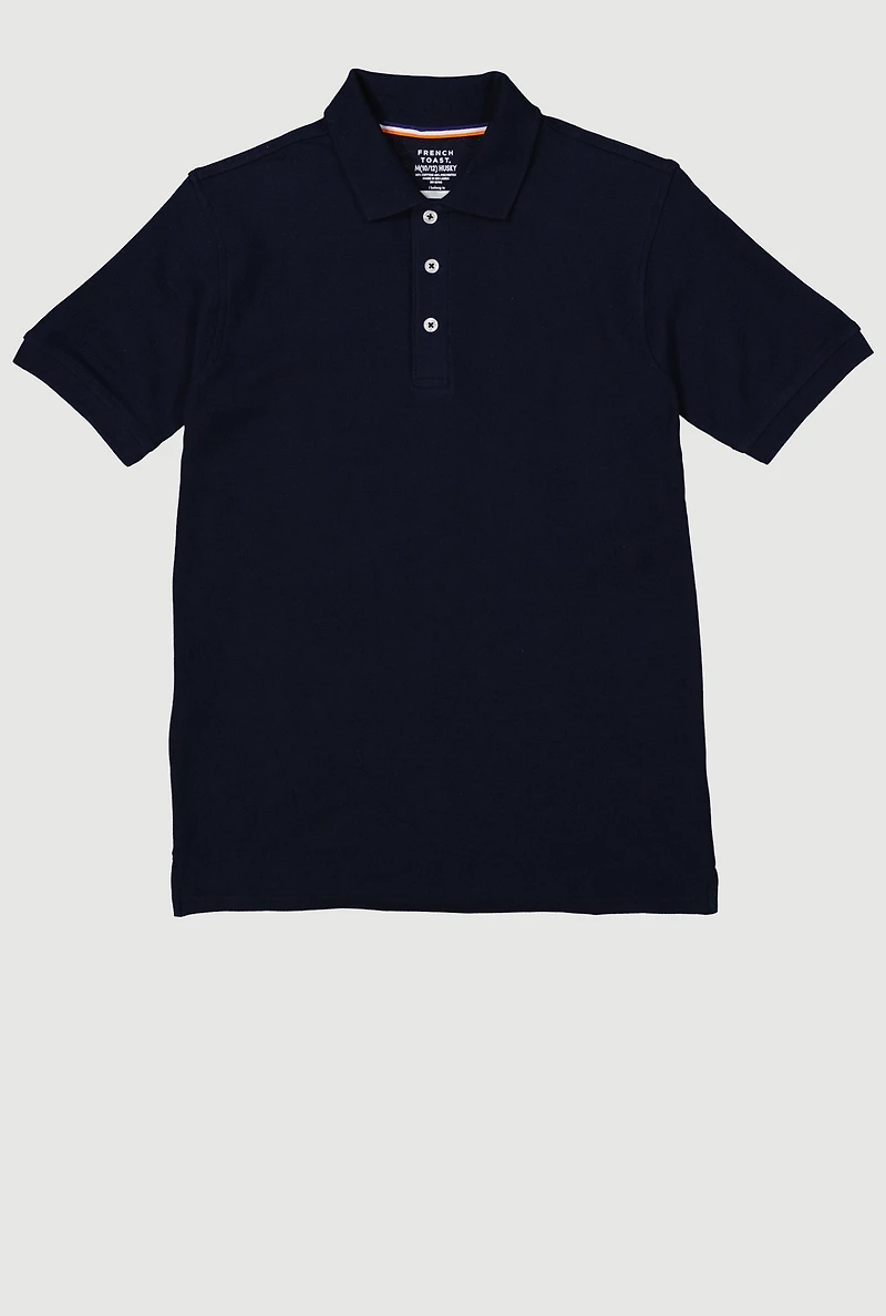 French Toast Boys 10-20 Husky Short Sleeve Pique Polo, Blue, Size 10-12H