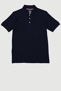 French Toast Boys 10-20 Husky Short Sleeve Pique Polo, Blue, Size 10-12H