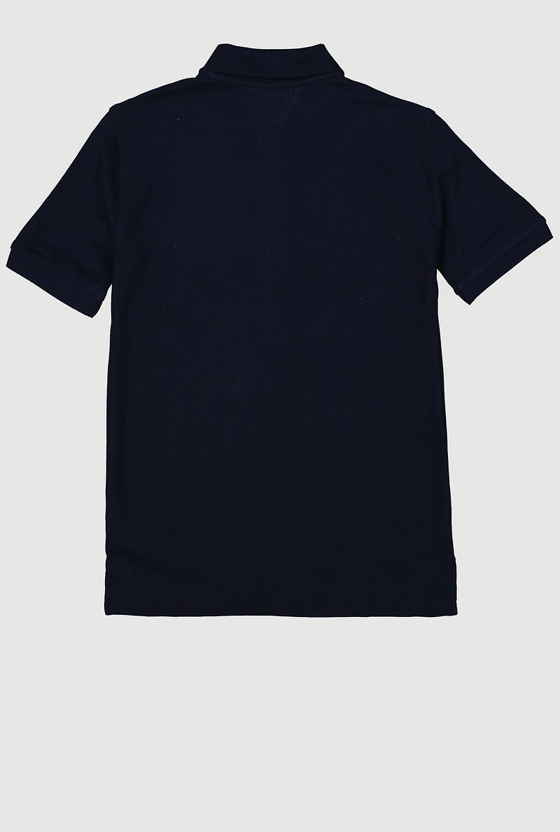 French Toast Boys 10-20 Husky Short Sleeve Pique Polo, Blue, Size 10-12H