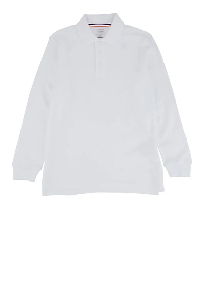 French Toast Boys 10-20 Husky Long Sleeve Polo Shirt, White, Size 18-20H