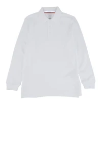 French Toast Boys 10-20 Husky Long Sleeve Polo Shirt, White, Size 18-20H