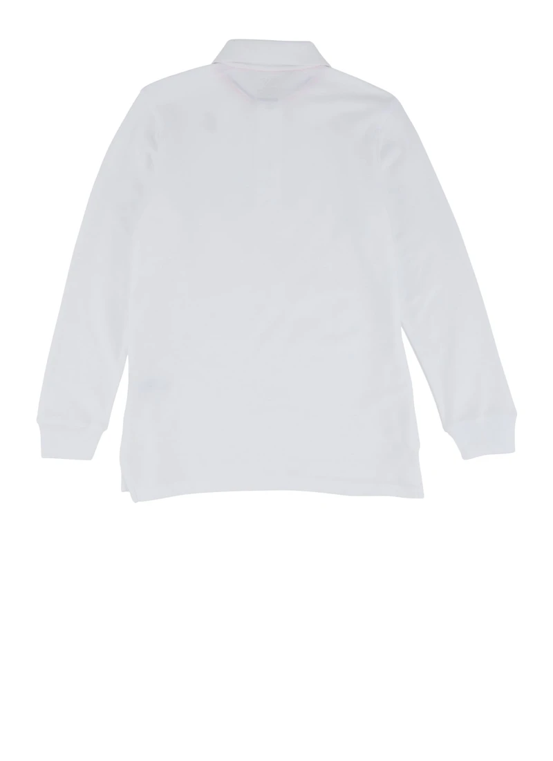 French Toast Boys 10-20 Husky Long Sleeve Polo Shirt, White, Size 10-12H