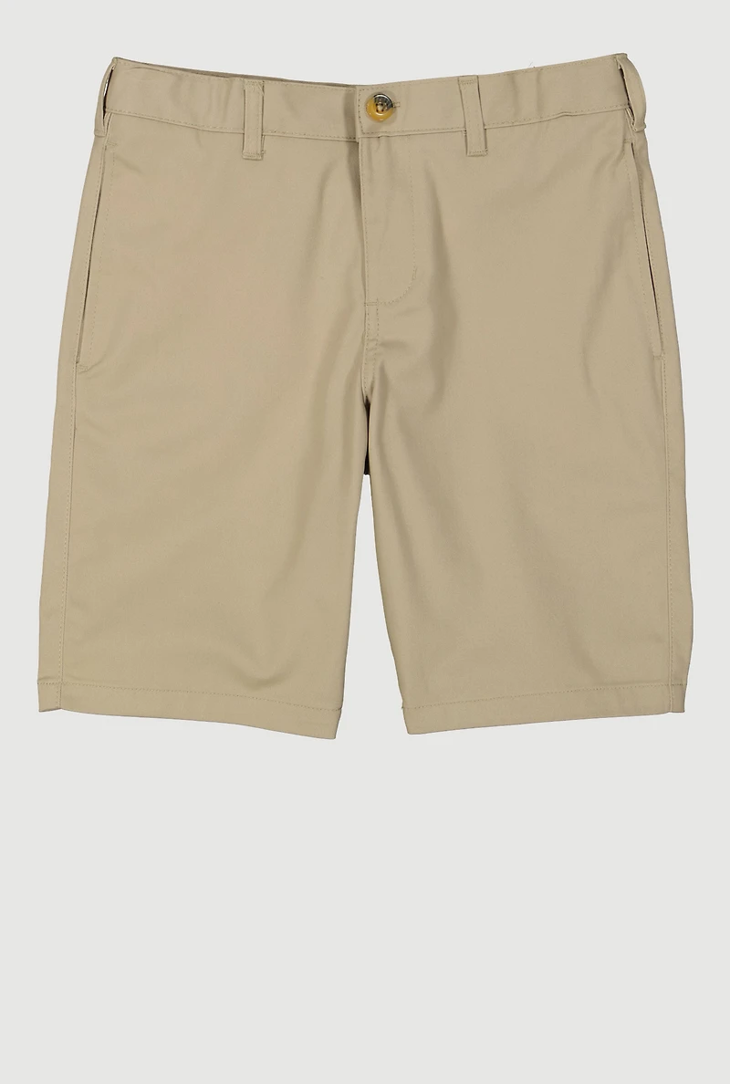 French Toast Boys 10-20 Husky Flat Front Stretch Shorts, Khaki, Size 10H