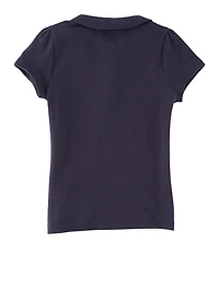 French Toast Girls 4-6x Peter Pan Collar Polo Shirt, Blue, Size 4-5