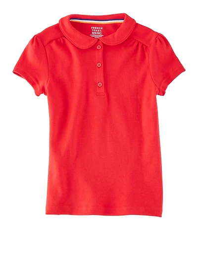 French Toast Girls 4-6x Solid Peter Pan Collar Polo Shirt, Red, Size 4-5