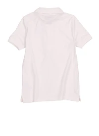 French Toast Girls 4-6x Short Sleeve Heart Half Zip Polo Shirt, White, Size 6-6X