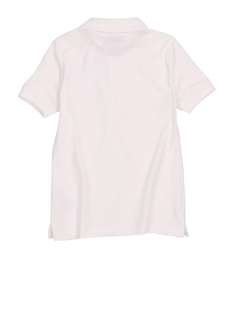 French Toast Girls 4-6x Short Sleeve Heart Half Zip Polo Shirt, White, Size 4-5