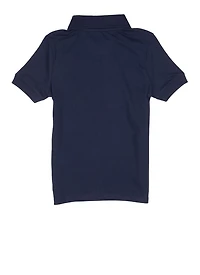 French Toast Girls 4-6x Solid Zip Neck Polo Shirt, Blue,