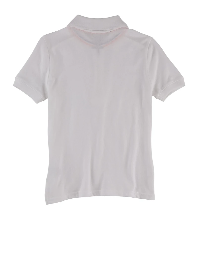 French Toast Girls 7-16 Short Sleeve Heart Half Zip Polo Shirt, White, Size 14-16