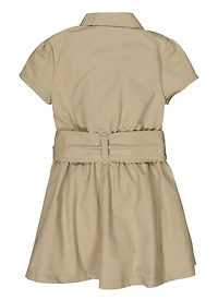 French Toast Girls 4-6x Tie Waist Belt Safari Dress, Khaki, Size 4