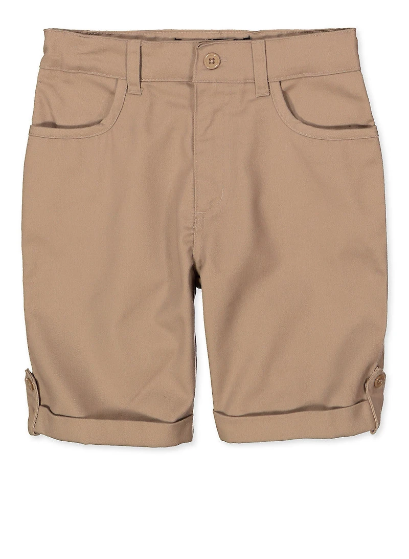 Girls 4-6x 2 Pack Tabbed Khaki Shorts