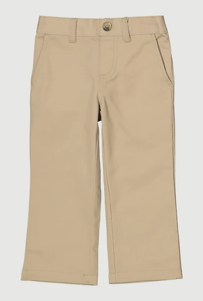 French Toast Girls 2T-4T Straight Leg Pull On Khaki Pants, Khaki, Size 2T
