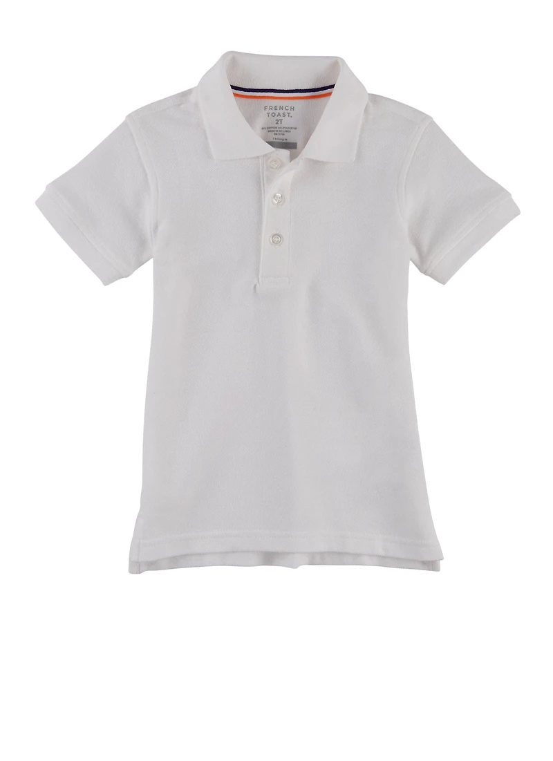 French Toast Boys 2T-4T Pique Polo Shirt, White, Size 2T