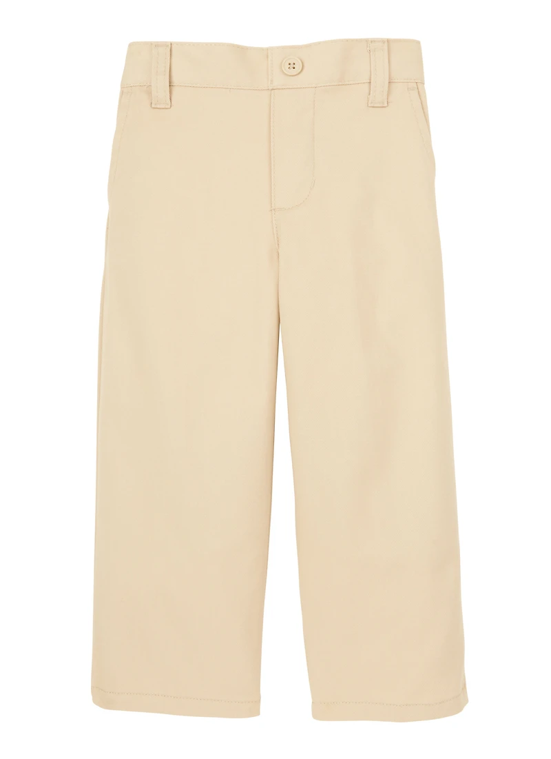 French Toast Boys 2T-4T Relaxed Fit Faux Button Pants, Khaki,