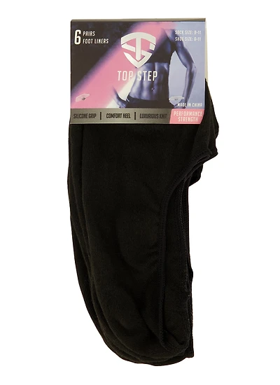 Womens Solid No Show Socks 6 Pack Size 9-11, Black