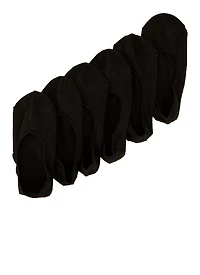 Womens Solid No Show Socks 6 Pack Size 9-11, Black, Size 9-11