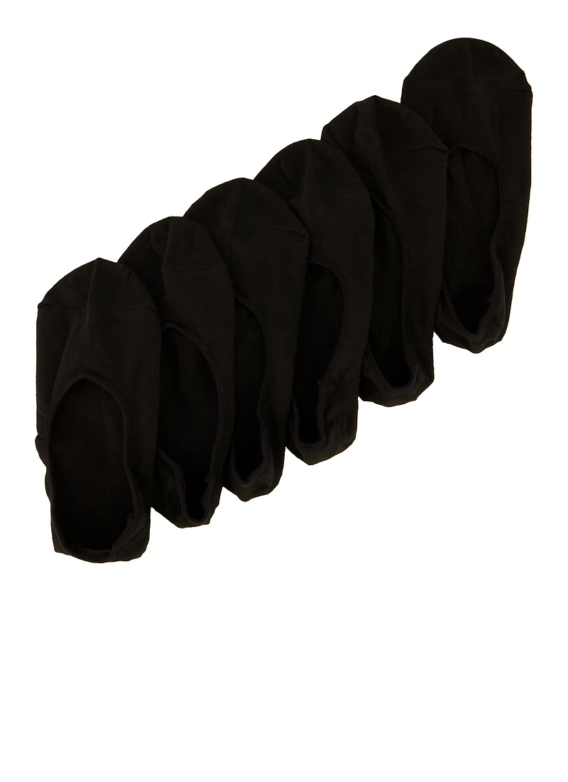 Womens Solid No Show Socks 6 Pack Size 9-11, Black