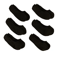 Womens Solid No Show Socks 6 Pack Size 9-11, Black, Size 9-11