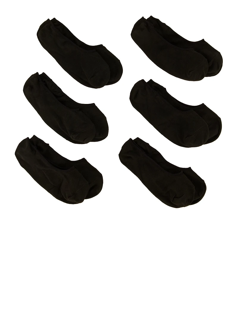 Womens Solid No Show Socks 6 Pack Size 9-11, Black