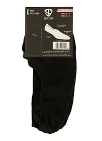 Womens Solid No Show Socks 6 Pack Size 9-11, Black, Size 9-11