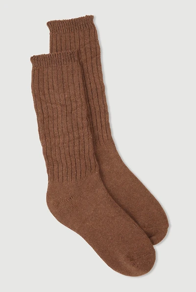 Womens Slouch Socks 2 Pack Size 9-11, Brown, Size 9-11