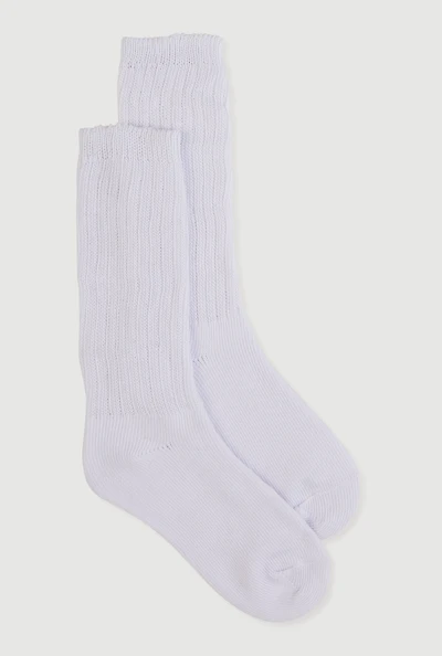 Womens Rib Knit Slouch Socks 2 Pack Size 9-11, White