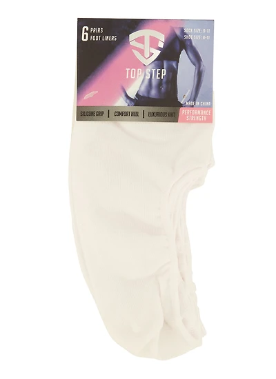 Womens No Show Socks 6 Pack Size 9-11, White