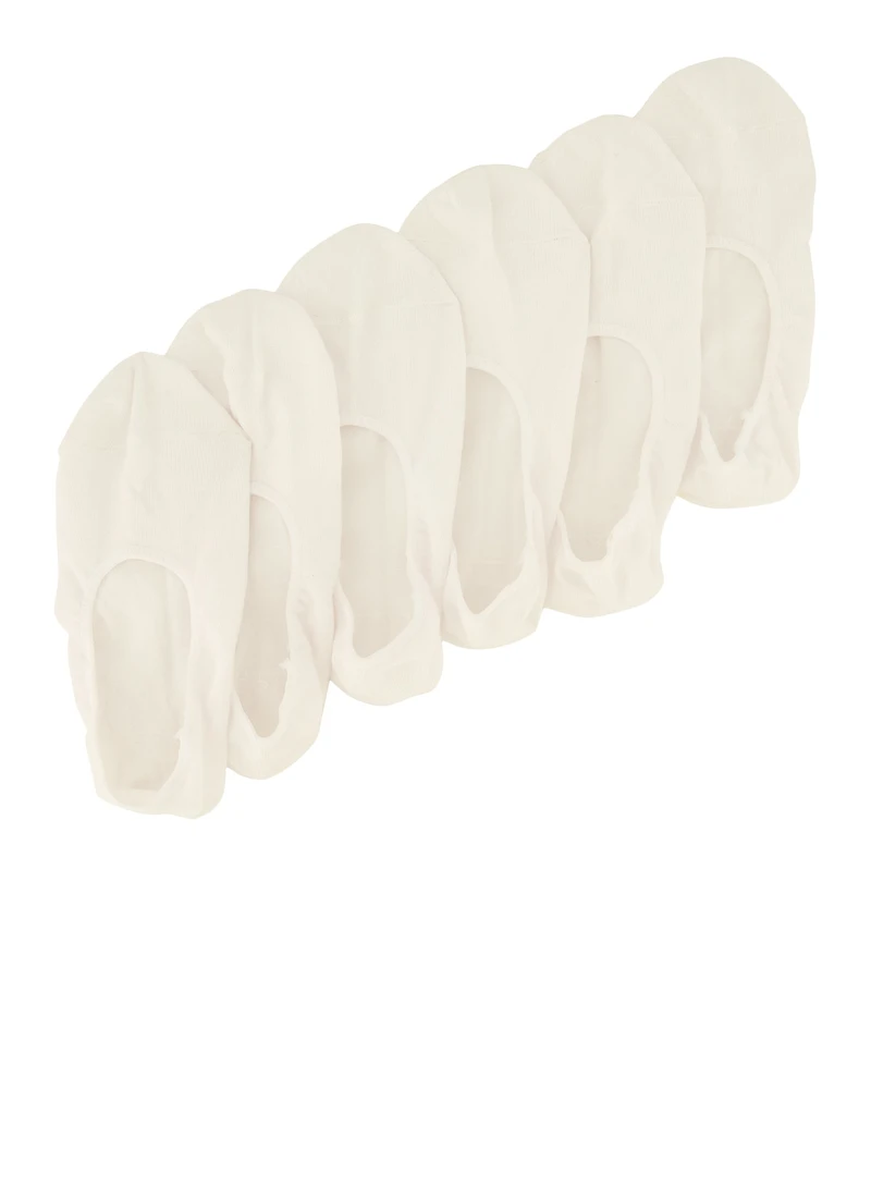 Womens No Show Socks 6 Pack Size 9-11, White