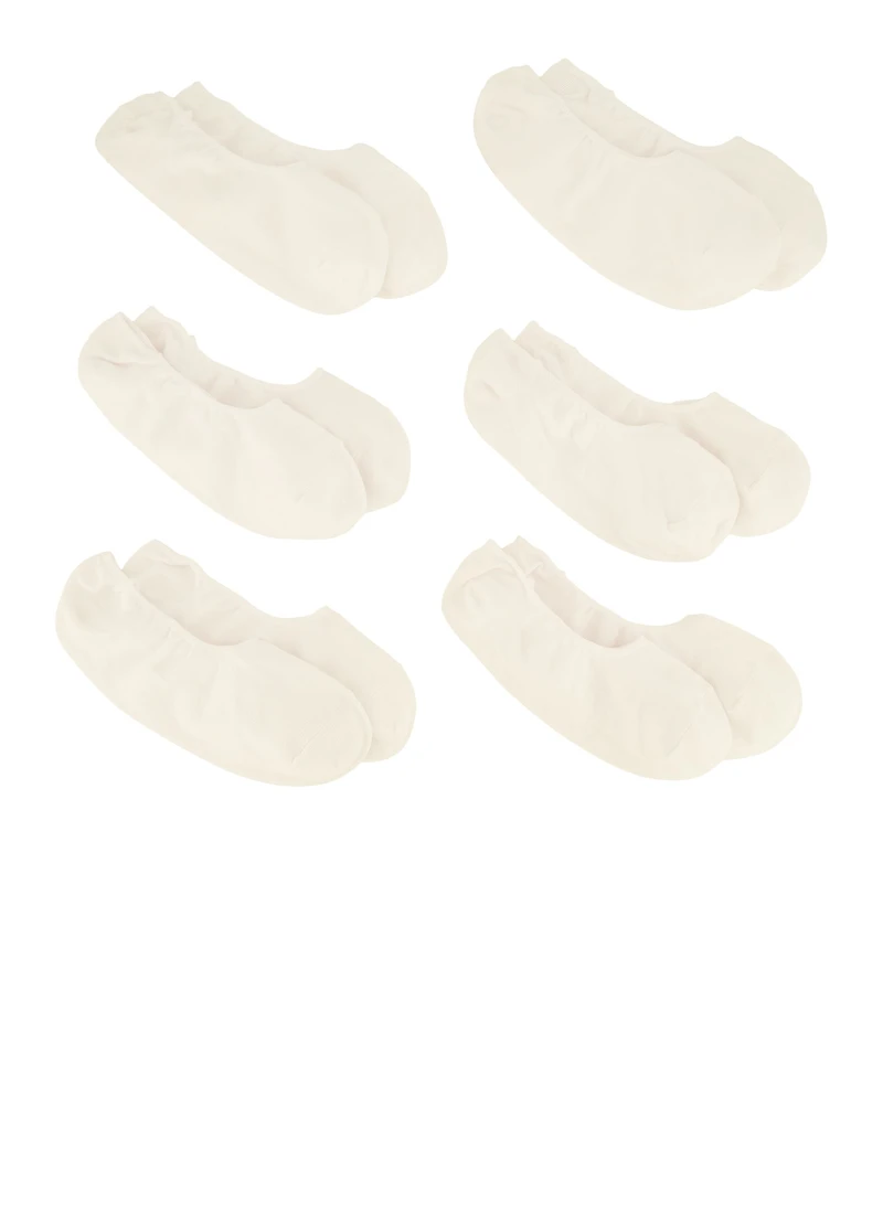 Womens No Show Socks 6 Pack Size 9-11, White