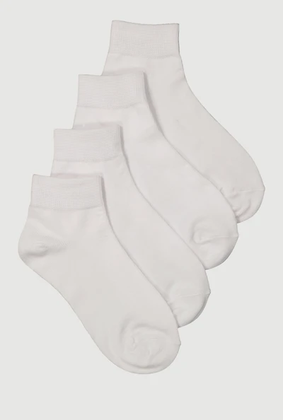 Womens Basic Quarter Socks 4 Pack Size 6-11, White, Size 9-11