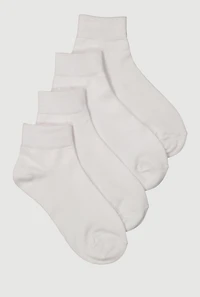 Womens Basic Quarter Socks 4 Pack Size 6-11, White, Size 9-11