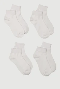 Womens Basic Quarter Socks 4 Pack Size 6-11, White, Size 9-11