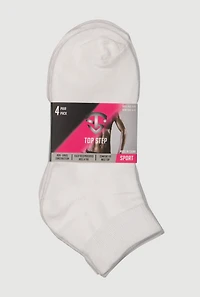 Womens Basic Quarter Socks 4 Pack Size 6-11, White, Size 9-11