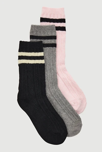 Striped Detail Boot Socks 3 Pack