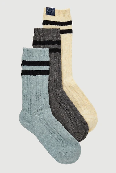 Womens Varsity Striped Boot Socks 3 Pack Size 4-10, Multi