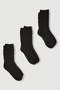 Womens Ribbed Knit Solid Boot Socks 3 Pack Size 9-11, Black, Size 9-11