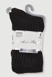 Womens Ribbed Knit Solid Boot Socks 3 Pack Size 9-11, Black, Size 9-11