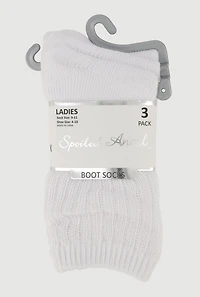 Womens Solid Boot Socks 3 Pack Size 9-11, White, Size 9-11